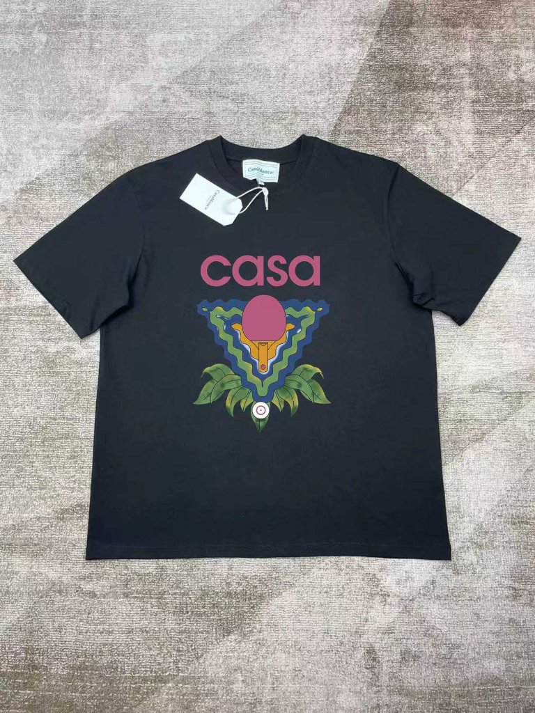 Casablanca Black Ping Pong Print ShortSleeve TShirt